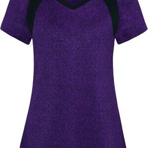 Purple Large Women's Activewear Yoga and Workout Shirt, Moisture Wicking, Stylis